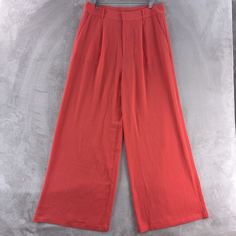Solid & Striped Roya Pants Womens Size XL Coral Orange Seersucker Wide‎ Leg